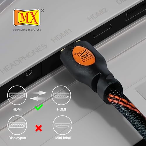 Image of MX 5M HDMI Cable High Speed 4K@60Hz, Nylon Braided, 19-Pin Male to Male, Supports 2160p, 1080p, Ethernet & Audio Return, Compatible with TV, Laptop, Monitor, Projector & Gaming Consoles
