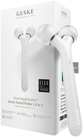 GESKE | Soniczny wałek do twarzy SmartAppGuided | 4 w 1 | Roller do skóry | Urządzenie do twarzy | Roller do skóry | Profesjonalny wałek do twarzy | Ujędrnia i upiększa skórę twarzy