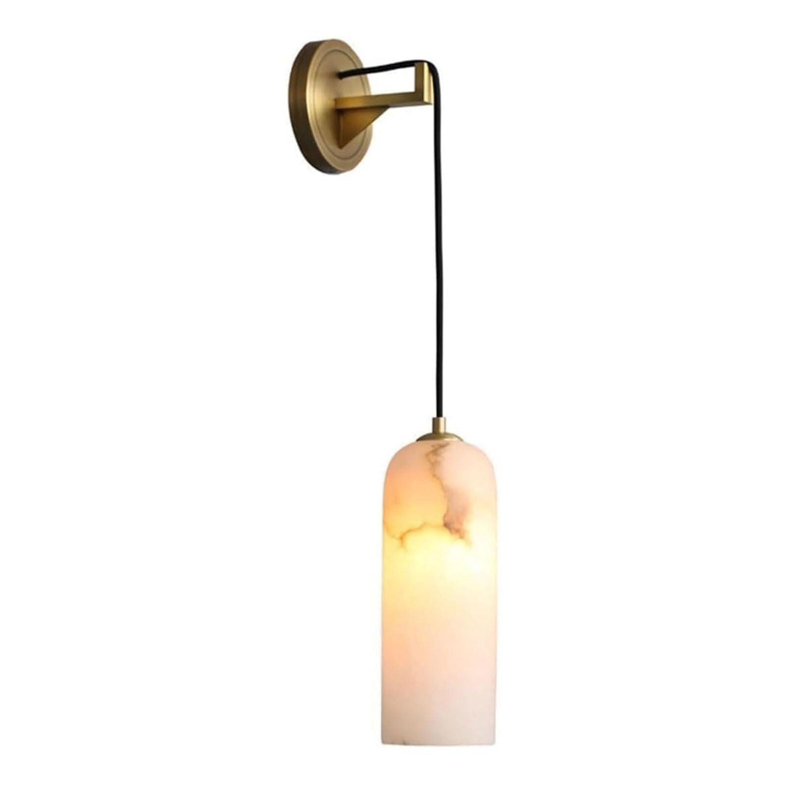 JYBNBBE White Alabaster Wall Sconce, Natural Marble Indoor Wall Lamp, E14 Base, LED Compatible for Dining Room, Bedroom, Stairs, and Hallway