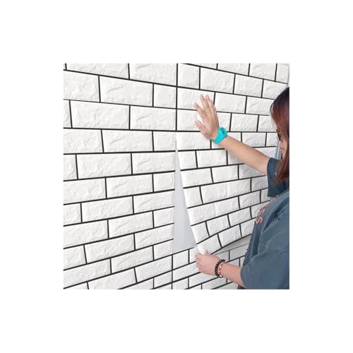 Image of REXOTEX Self-Adhesive Waterproof PE Foam 3D Wall Panels Wallpaper Sticker for Bathroom, Living Room, and Home Decoratio (70 x 77cm) (Pack of 1)