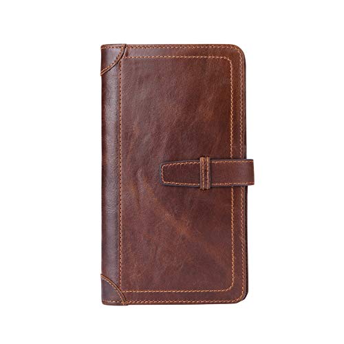 Garyesh Monedero para Hombre Monedero Largo Bolso Vintage Cartera de Cuero Genuino Bolso