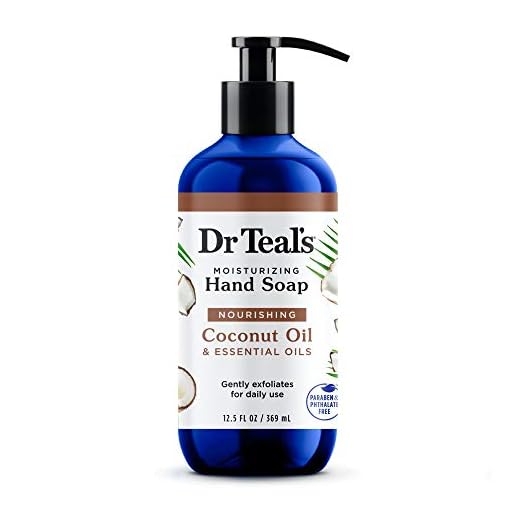 Dr Teal's Gentle Exfoliating Liquid Hand Soap, Coconut Oil & Essential Oils, 12.5 fl oz (Packaging May Vary)