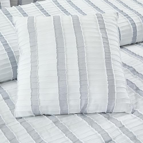Image of Modern Threads 5-Piece Jacquard Comforter Set, Bianca Queen in White - Elegant Comforter, 2 Pillow Shams, and 2 Decorative Pillows
