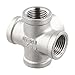 UrbanHui 5 Way Internal Thread Fittings With Female NPT Ports Made Of 304 Stainless Steel For Oil, Water, And Industrial Pipeline Systems(1/2 INCH)
