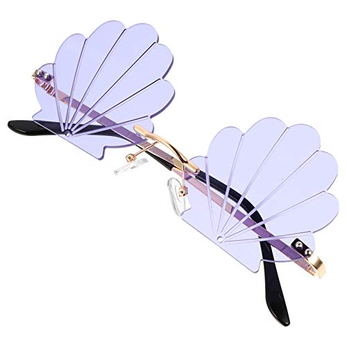BESPORTBLE Gafas Sin Montura Con Diseño De Concha De Metal - Gafas Divertidas y Elegantes Para Bodas y Fiestas - Accesorios Fotográficos Color Púrpura