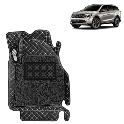 Image of KINGSWAY Accessories Premium 7D Car Floor Mats Only Compatible with Mahindra XUV 7XO (7 Str) Year 2026 Onwards, Set of 4 Pcs, 100% Waterproof & Washable 7D Car Foot Mats, Classic Black