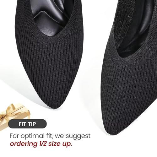 Vipost Knit Ballet Flats for Women, Pointed Toe Foldable Slip On Flats Shoes - Lightweight Breathable Dressy Flats for Work, Travel, Wedding2