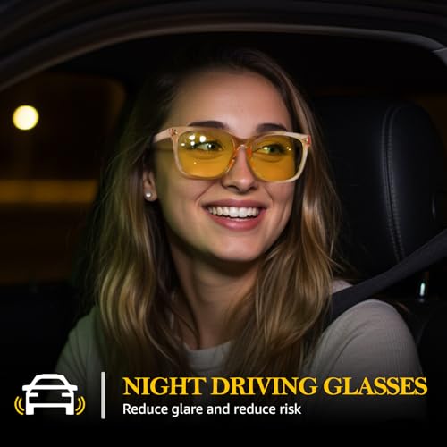 FIMILU 2 Pack Night Driving Vision Glasses for Women, Polarized Reduce Glare and Enhance Visual Abilities for Nighttime 225262