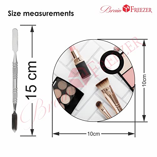Image of Brain Freezer Shiny Makeup Palette With Stainless Steel Round Shape Spatula, 100 g (Circle Silver)