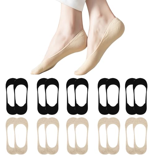 Image of 10Pairs No Show Low Cut Ankle Socks for Women， Non Slip Invisible Ultra Low Cut Thin Lightweight Classic Socks
