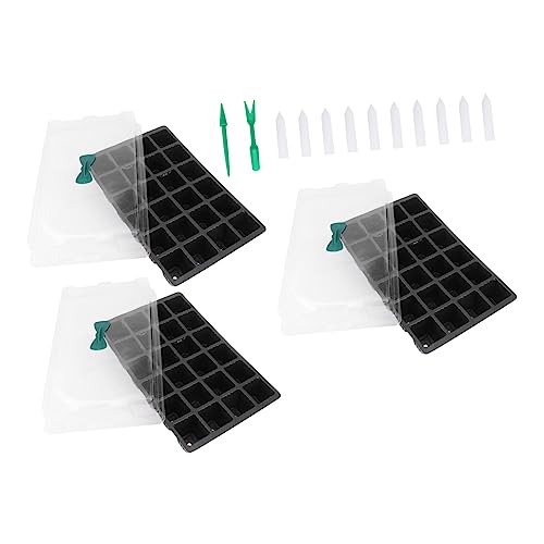 Yardwe 3 Set Låda Plantbricka Set Minikrukor Plastpall Broccoli Plant Startpaket Plantering Odlingslåda Trädgårdsskötsel Grodd Låda 24-Grid Bricka Växter Grodd Låda Trädgårdskruka