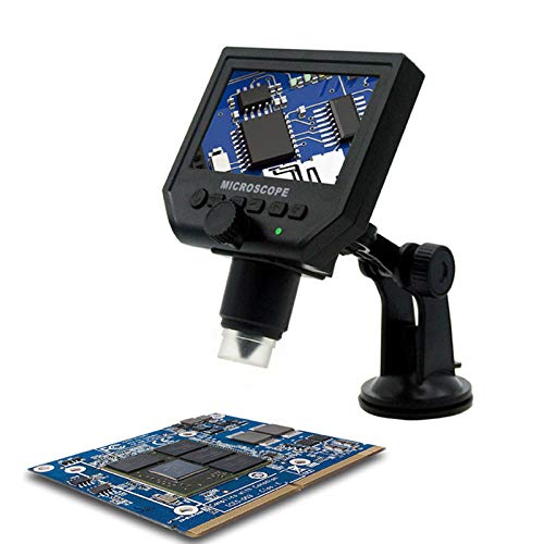 Preisvergleich Produktbild USB-LCD-Digitalmikroskop 1x-600-fache Vergrößerung, 4,3"TFT-Display, 8 LED, Kamera-Videorecorder, wiederaufladbarer Akku, Unterstützung Windows & Mac PC - Schwarz