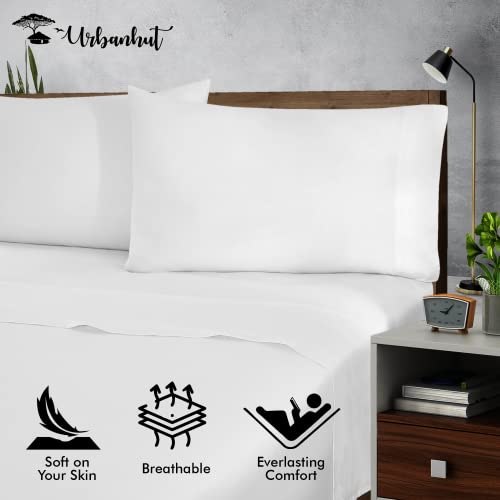 Urbanhut 700 Thread Count Luxury Queen Sheets Set, Egyptian Cotton Sheets (4 Pc Set) Quality - Sateen Sheets For Queen Size Bed - Smooth Soft & Thick Sheets With 15" Deep Pocket (White) #TOP3