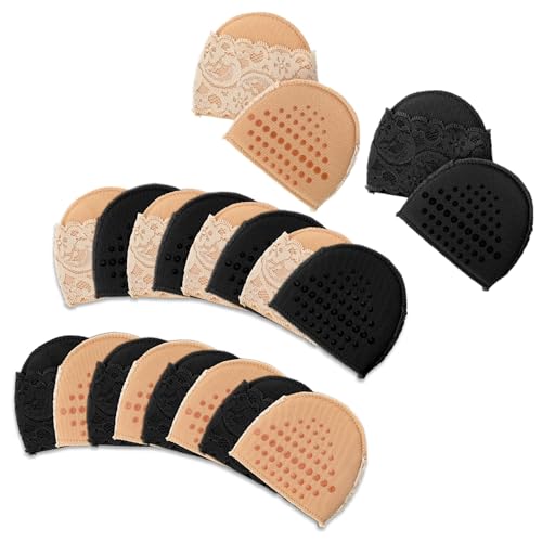 Image of Cutecrop 12 Pairs Women's Open Toe Topper Socks for Mules Non Slip Sandal Liner Socks No Show Toe Covers with Sponge Cushion