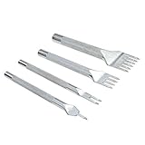Aiskaer Stainless Steel 4mm 1/2/4/6 Prong DIY Diamond Lacing Stitching Chisel Set Leather Craft Kits (Upgrade Section Silver)