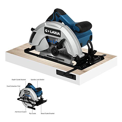 G LAXIA 13A 5800RPM 7-1/4” Professional Corded Circular Saw with Lightweight Aluminum Guard, 2Pcs Blades (24T+48T) plus 1 Allen Wrench, Max Cutting Depth 2-1/2”(90°), 1-7/8”(45°) - Thumbnail 4