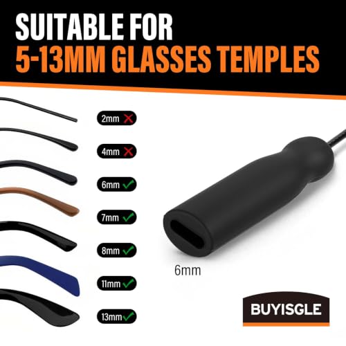 Image of Buyisgle Eye Glasses Holder Strap - No Tail Adjustable Sunglasses Straps Cords for Men Women - Eyeglasses Holders Around Neck - Eyewear String Lanyard Retainer - 4PCS（14in Black