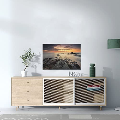 Mer de récifs avec brume tableau coucher de soleil déco mur - 3