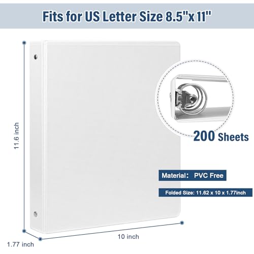 1-Inch 3-Ring-Binder with Pockets, 1'' Basic Binders 1-inch View Round Binders Holds 200 Sheets US Letter Size 8.5'' x 11'' - Bundle Packs Perfect for Home, Office, and School (1-inch) - Image 3