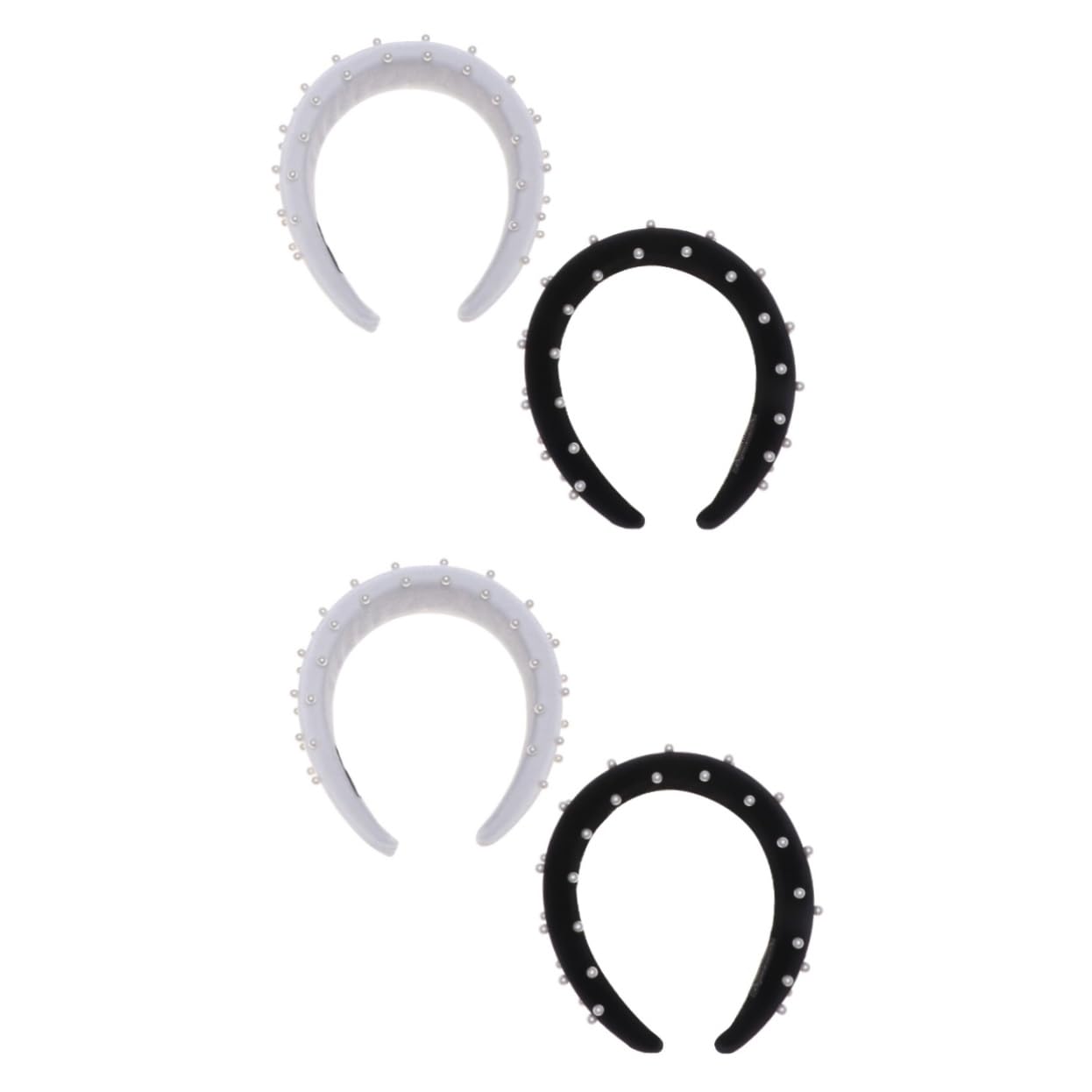 Beaupretty 4piezas Diadema De Perlas Para Mujer De Negro y Accesorio De Moda Para Fiestas y Eventos