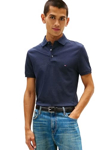 Image of Tommy Hilfiger Men's Short Sleeve Polo Shirts in Slim Fit with Stretch and Organic Pique Cotton