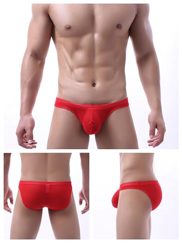 Men's Spandex Low Rise Eyelet Bikini Solid Briefs Underwear4