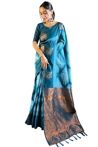 Image of SGF11 Women's Kanjivaram Pure Soft Silk Saree With Unstitched Blouse Piece