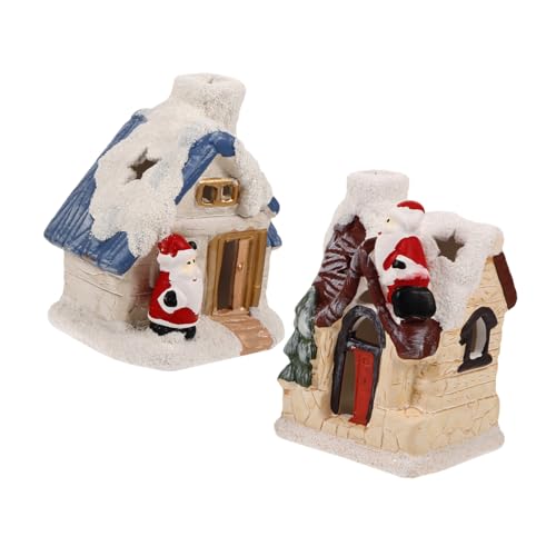 CIMAXIC 2 Casas Luminosas Navideñas Casas De Pueblo Navideñas Minicasas Navideñas Adornos para Fiestas Navideñas Casa De Jengibre LED Cabaña De Troncos Navideña Casas De Pueblo