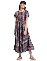 OOMPH! Women's Crepe A-Line Maxi Dress - Multi Multicolour