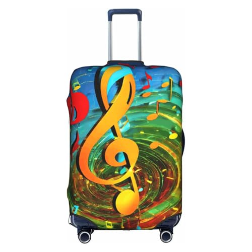 Music Note Print Protective Suitcase Cover Washable Travel Luggage Protector with Concealed Zipper