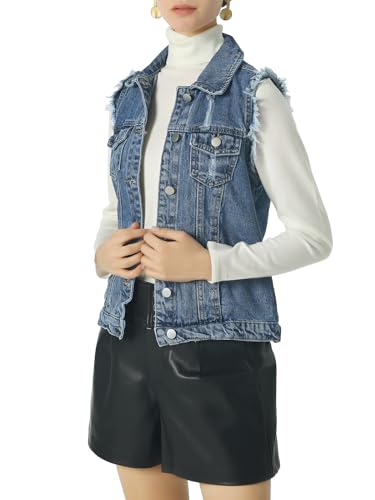ebossy Women's Candy Color Slim Fit Sleeveless Distressed Denim Jean Vest Jacket4
