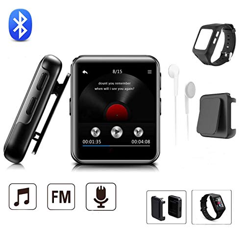 HONGYU 16GB Clip Bluetooth MP3 Player 1.5 inch Full Touch Screen HiFi Portable
