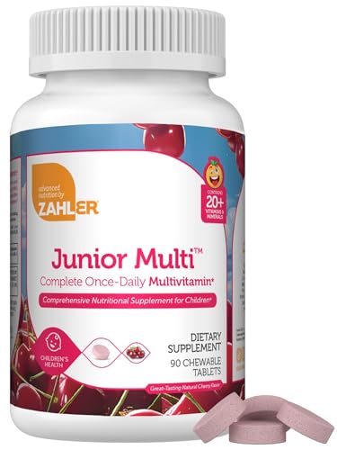 Zahler Kids Multivitamin Chewable Vitamin Tablet - Complete One Daily Kids Vitamins Supplement - Contains 20+ Minerals & Vitamins for Kids & Toddlers - Kosher Multivitamins Cherry Flavor (90)