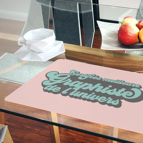 Sets de table design liège et rose au graphisme soigné grand format - 6