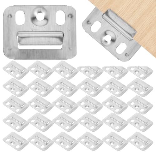Image of HEMOTON 100pcs Wall Buckle Interlocking Hanging Bracket Couch Clips Wall Panel Fixings Furniture Fixings Hanger Wall Panel Clips Wall Mounting Clips Stainless Steel Silver Clip