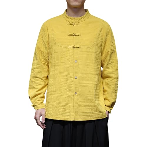 Chemise traditionnelle chinoise homme en coton confortable manches longues