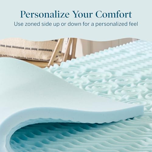 Image of LUCID 2 Inch Gel Memory Foam Mattress Topper, Queen size - 5 Zones - Cooling Gel Infusion - CertiPur Certified Foam