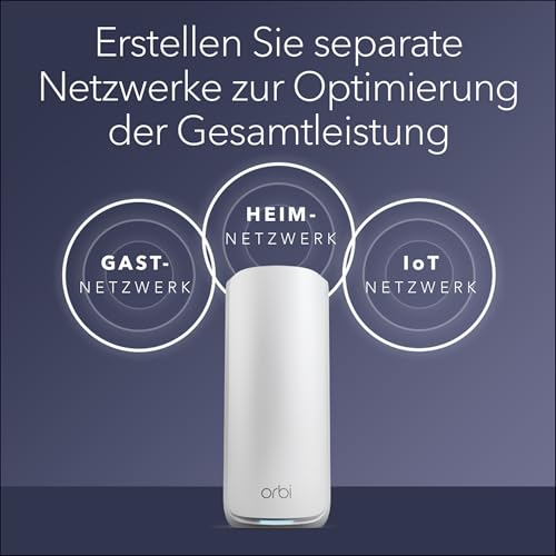 NETGEAR Orbi 870 Serie Tri-Band WiFi 7 Mesh-System (RBE872) - Router + 1 Satellit-Repeater, Sicherheitsfunktionen, bis zu 21 Gbit/s, Abdeckung bis 400 m2, 150 Ger&auml;te, 10-Gig-Internetanschluss, BE21000