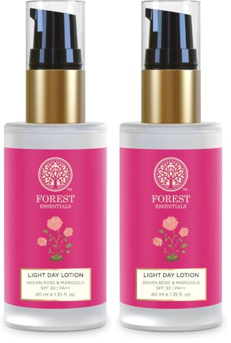 Image of Forest Essentials Light Day Lotion Rose & Marigold with SPF 30 PA++ | Ayurvedic Moisturiser for Normal to Dry Skin | Hydrating Face Lotion with Sun Protection (Pack of 2)