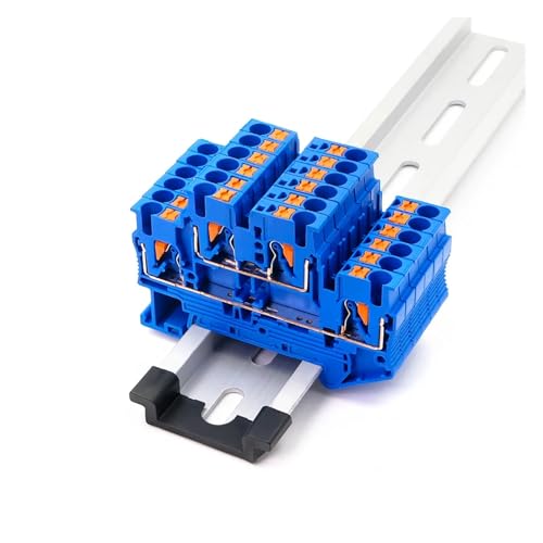Connecteurs électriques doubles PTTB-2.5 bleu à ressort push-in rail DIN - 5