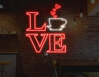 Luxury Sign India Love Coffee Neon Sign Light, Wide Application for Wall Decor at | Neon Lights for Bedroom | Neon Wall Signs | Game Room Decor