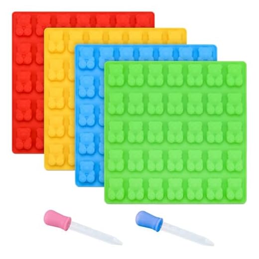 Gummy Bear Molds Candy Molds - Large Gummy Molds 1 Inch Bear Chocolate Molds Silicone 4 Pack LFGB Pinch Test Approved Best Food Grade Silicone Molds