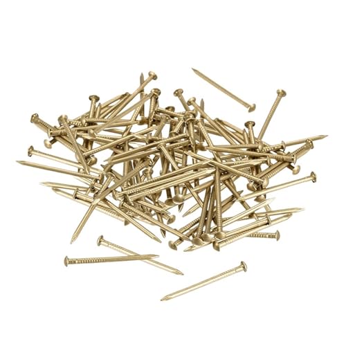 100 pezzi 1,2x20 mm in ottone, piccoli chiodi a testa tonda for cerniere di mobili fai da te, tamburi, scatole gioielli in legno