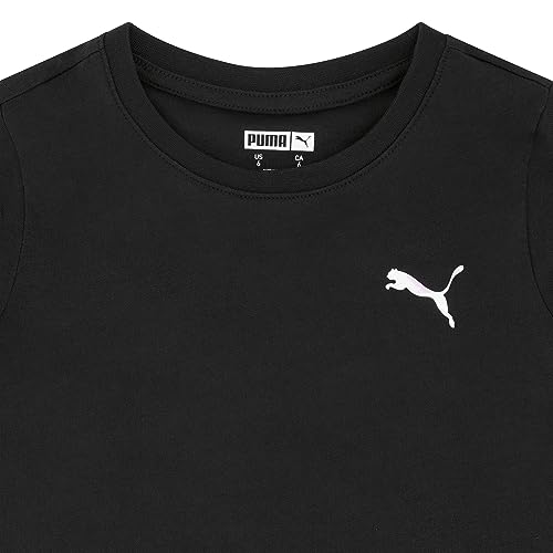 Image of Puma Girls Core Logo Short Sleeve T-Shirt, Crewneck, Soft and Lightweight