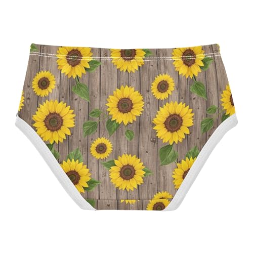 Cotton Toddler Underwear Floral Vivid Yellow Sunflowers Green Leaves Cute Panties Girl Designer Briefs Girls Undies 2t2