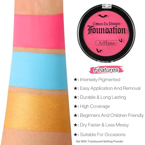 Pink Face body Paint Foundation Makeup, Full Coverage Cream Face Paint Smooth Blendable Eye Black Facepaints for Kids Adult Hypoallergenic Oil Bodypaint for PinkHalloween Cosplay SFX Costume Party - Thumbnail 3