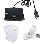 Smart Card Reader Writer USB: CAC Card Reader for Win & OS & Linux - EMV Chip Reader Writer Programmer - 5pc Blank Programable LTE USIM 4G Card & SIM Personalize Software