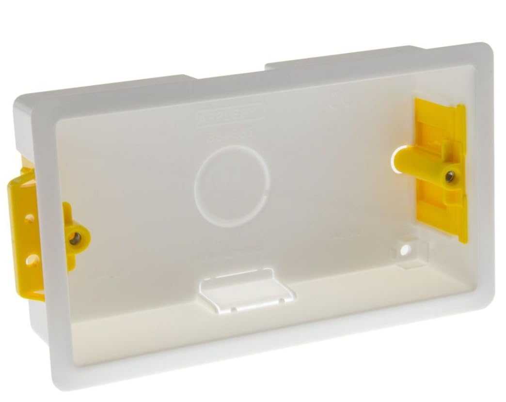 Éabcon Plasterboard Dry Wall Back Box, 47mm Deep, 2 Gang, Double, White (1)