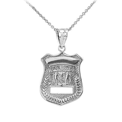 Sterling Silver Police Badge Charm Necklace