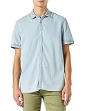 Kurzarm Springfield Herren Jeanshemd Hemd, Bedruckt blau, M
